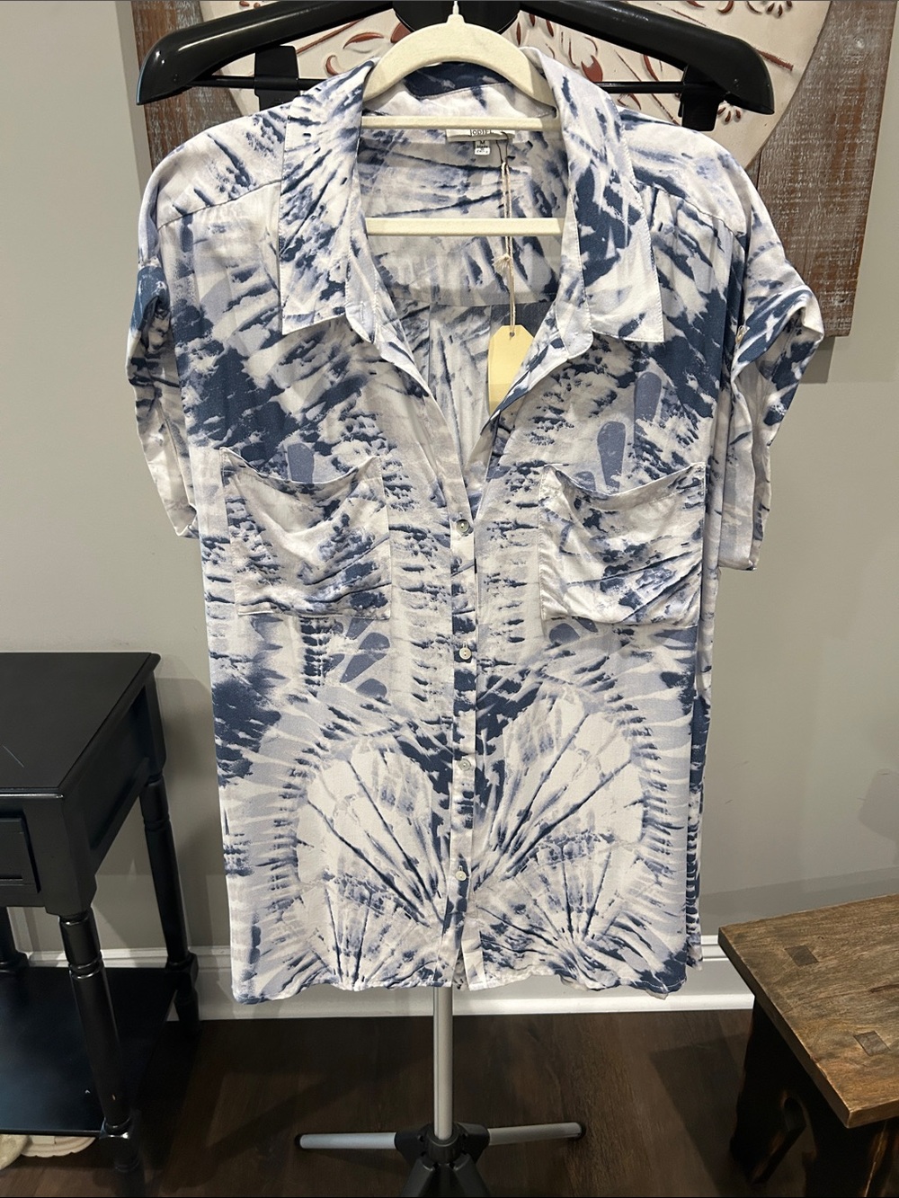 JODIFL Women’s Tie-Dye Button-Down Shirt dress/ or Tunic for Tall girls! Sz med